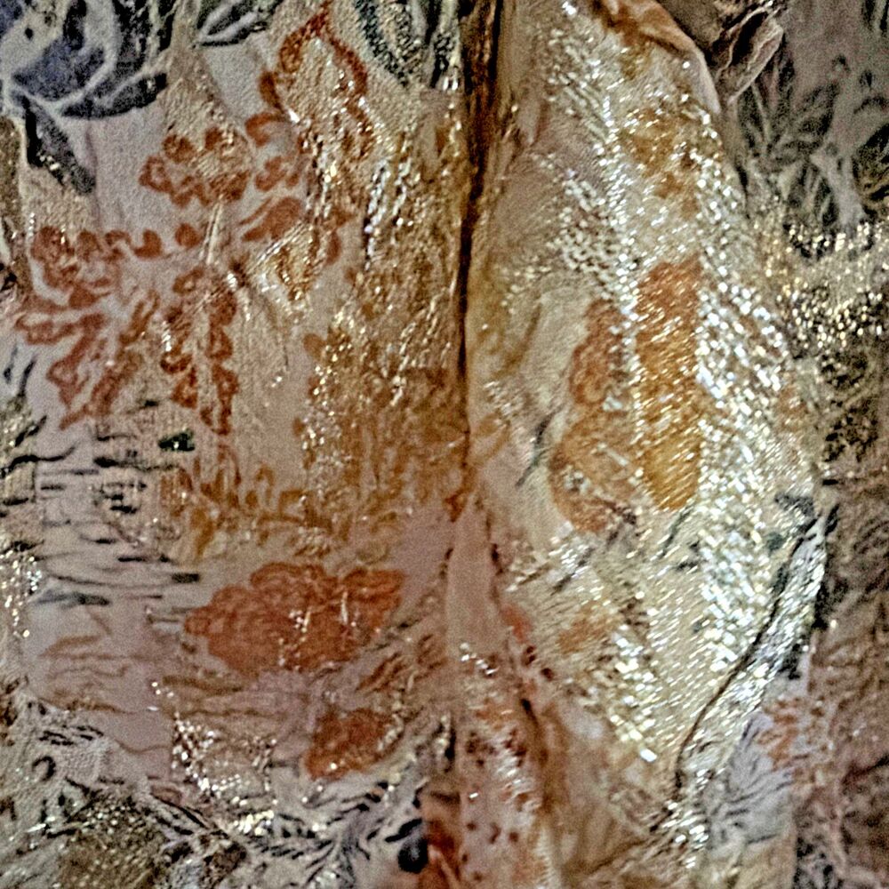 1.STATE Women's Sleeveless Cascading Ruffle Maxi Dress Cream Gold Multi Size M - Picture 11 of 15
